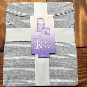 Stars Above Gray & White Striped Pajama Set